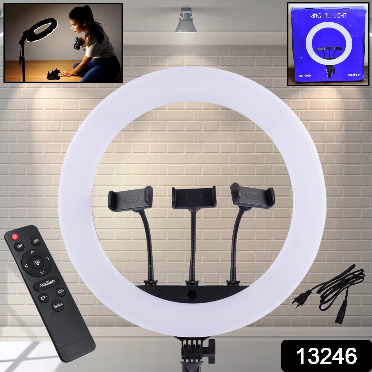 LED Ring Light with 3 Colour Modes & 3 Mobile Holders LED Ring Light with 3 Colour Modes & 3 Mobile Holders